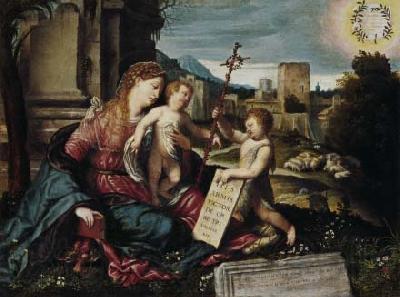 Alessandro Bonvicino Madonna with Child and the Young St John Norge oil painting art